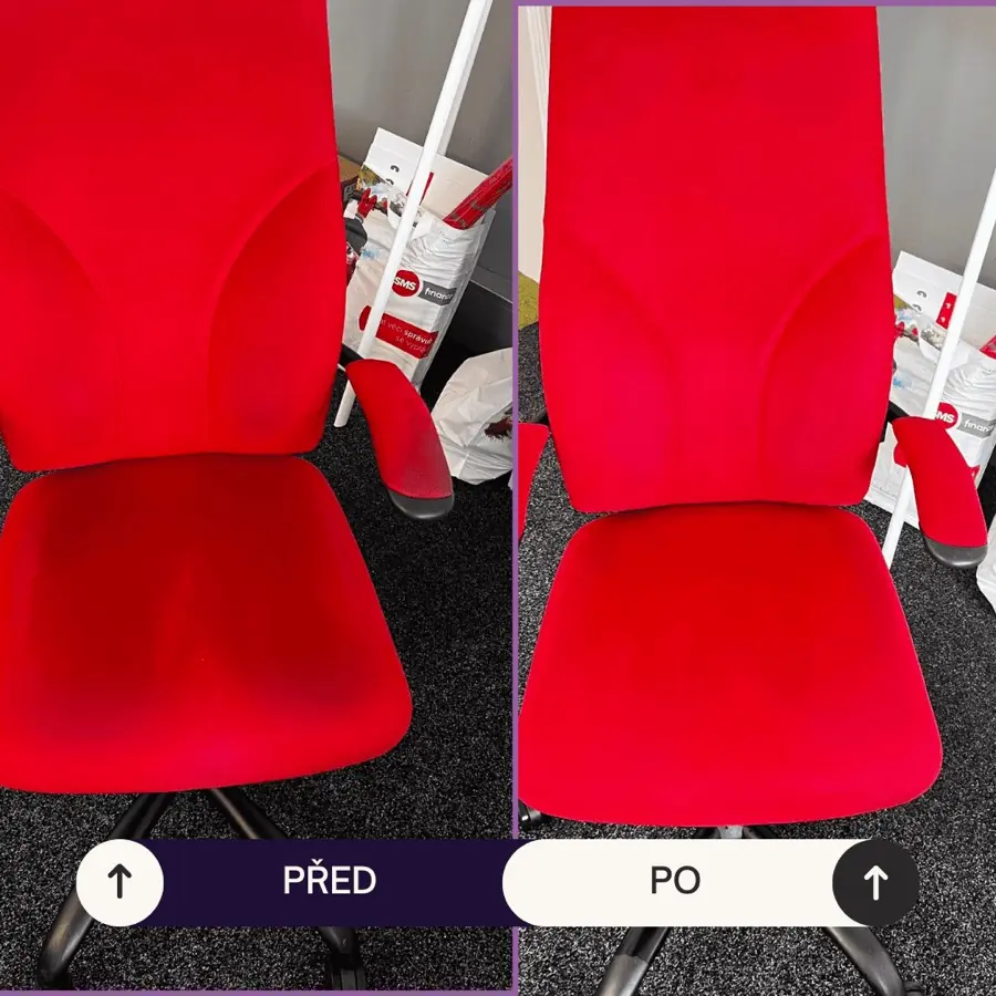 Čištění kancelářské židle – před a po